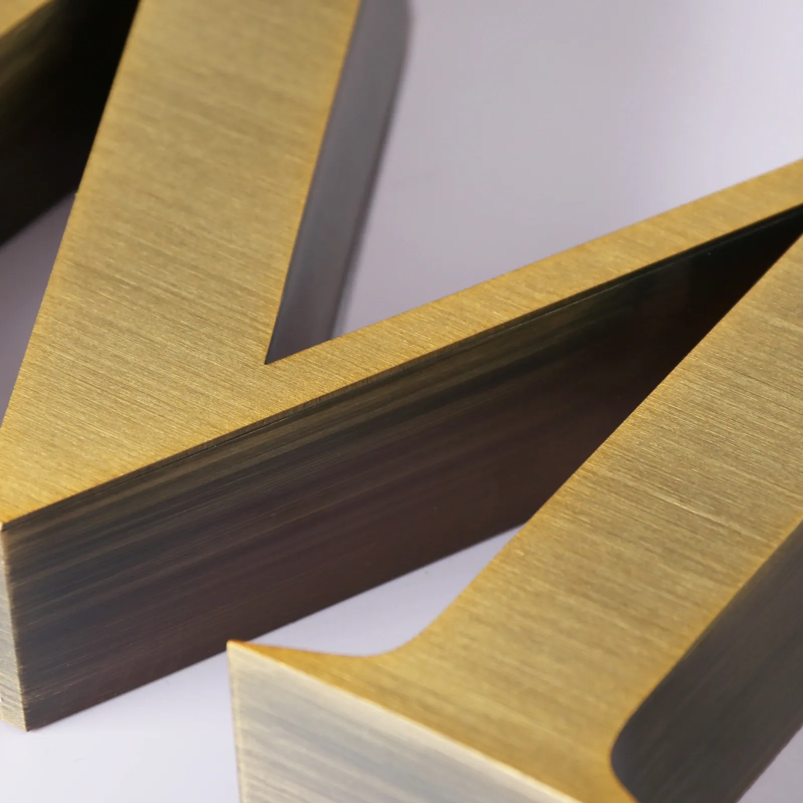 Custom Brushed Antique Brass 3D Stainless Steel Channel Letters (Non-Illuminated)