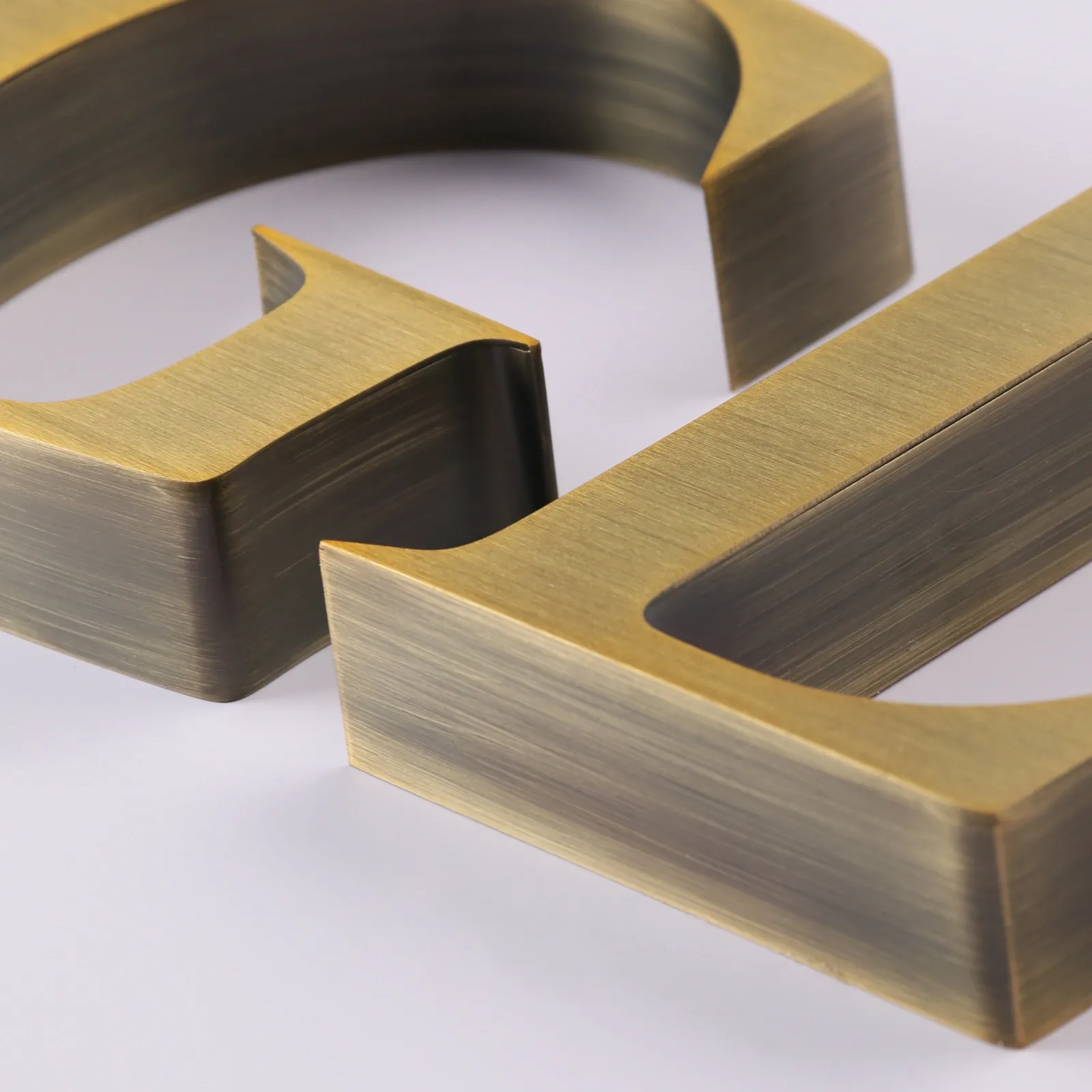 Custom Brushed Antique Brass 3D Stainless Steel Channel Letters (Non-Illuminated)
