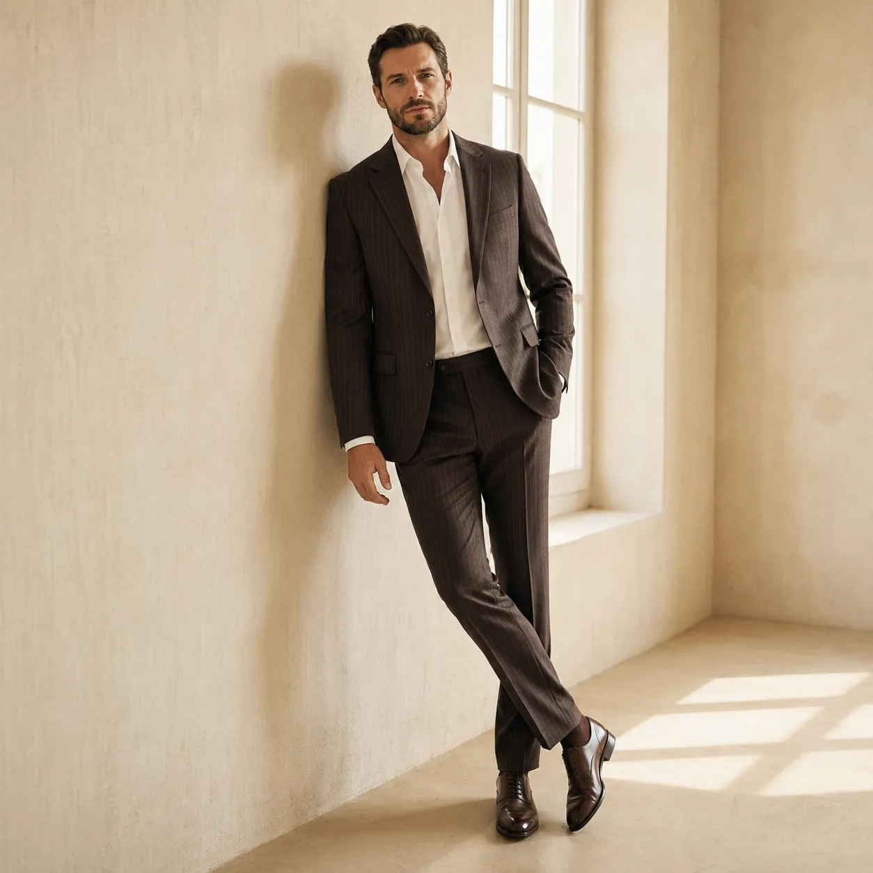 98% Wool Striped Two-Piece Suit
