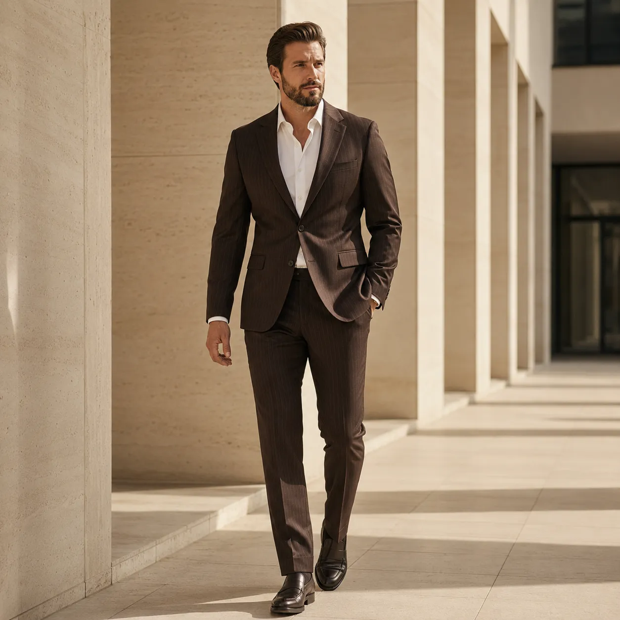 98% Wool Striped Two-Piece Suit