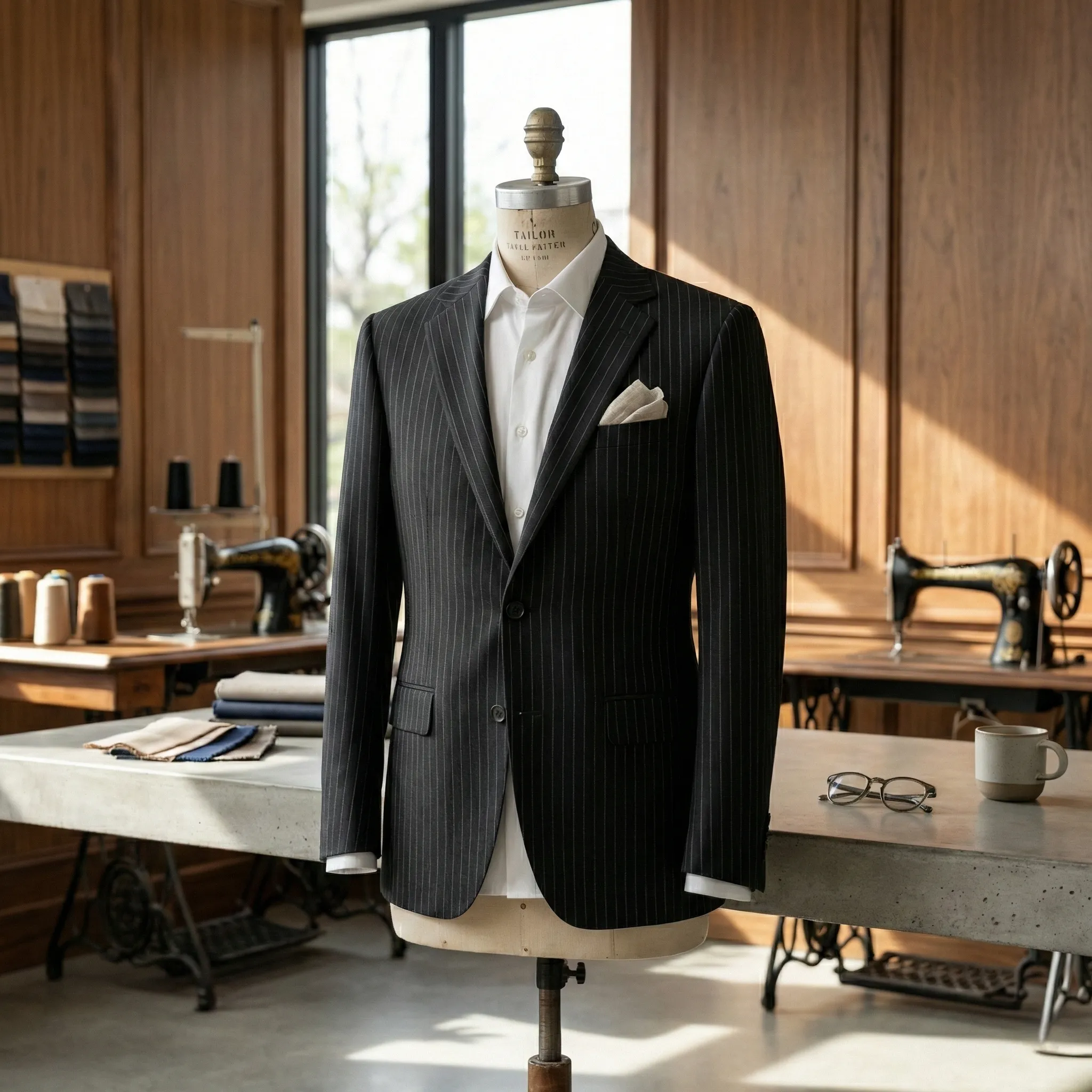 98% Wool Striped Two-Piece Suit