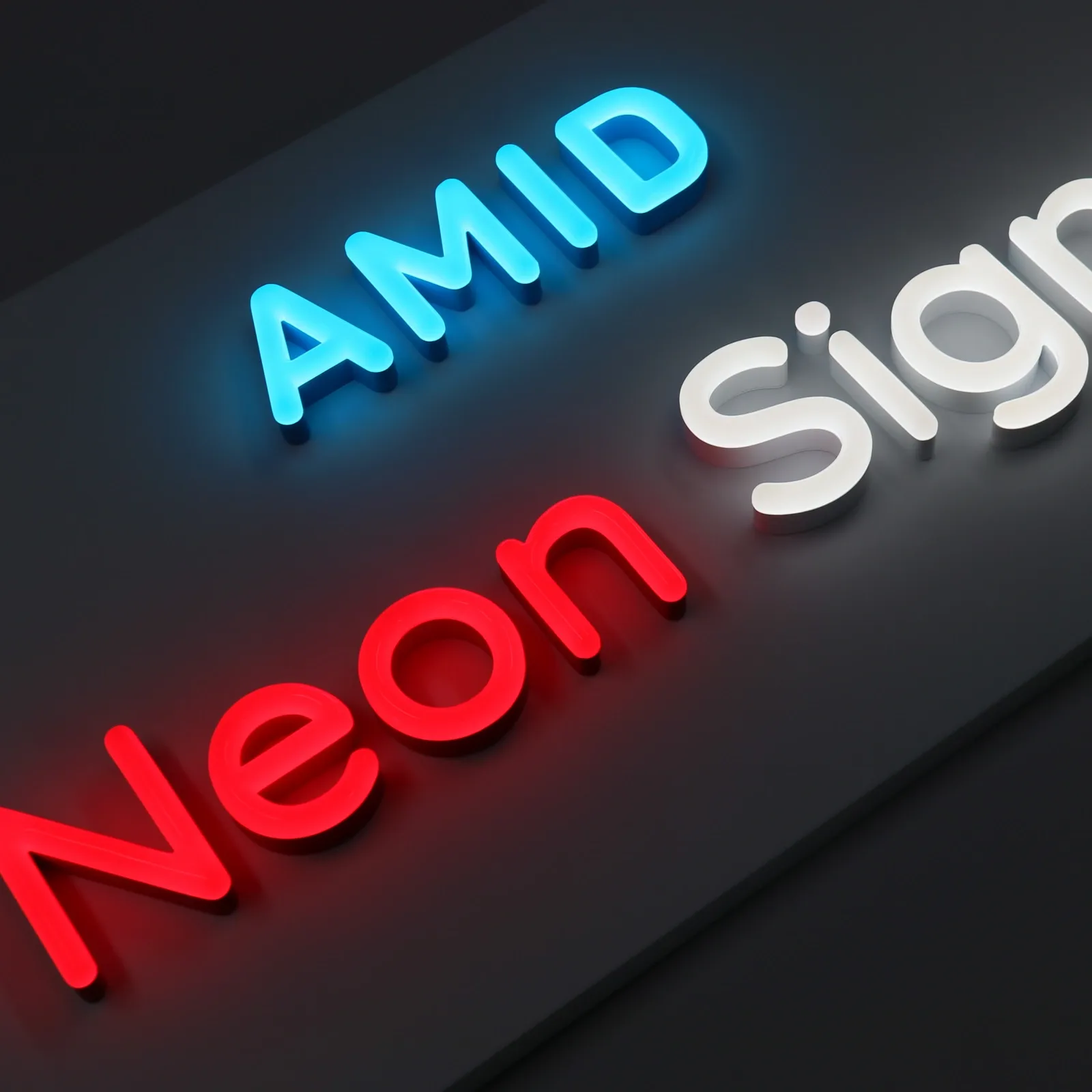 Eigene Faux-Neon-Vorderbeleuchtete Kanalbuchstaben mit Rückplatte