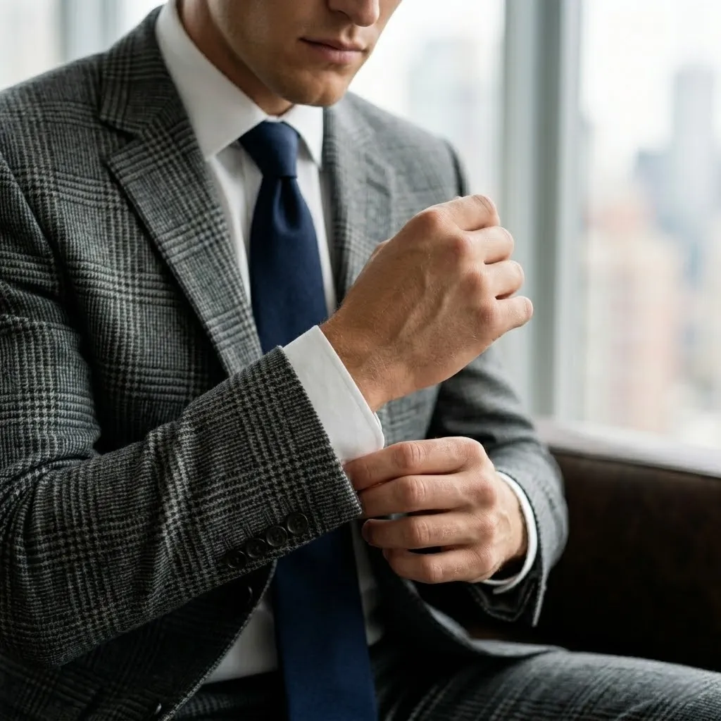 Men’s Plaid Wool Business Blazer