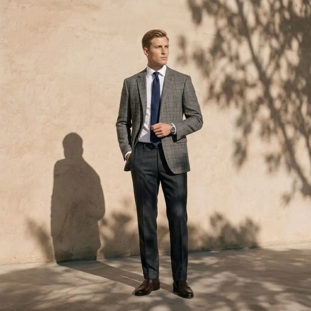Men’s Plaid Wool Business Blazer