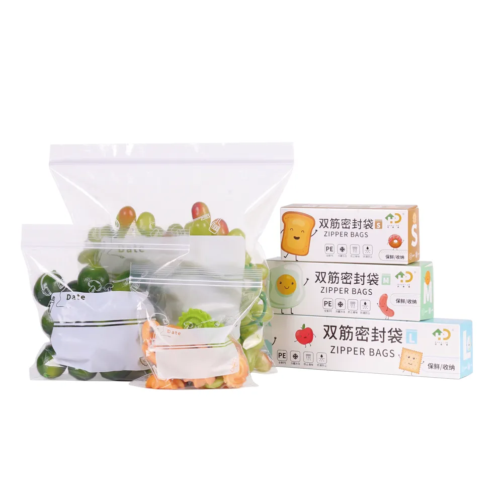 Double Zipper Freezer Bags with Write-On Label | Food Storage Bags