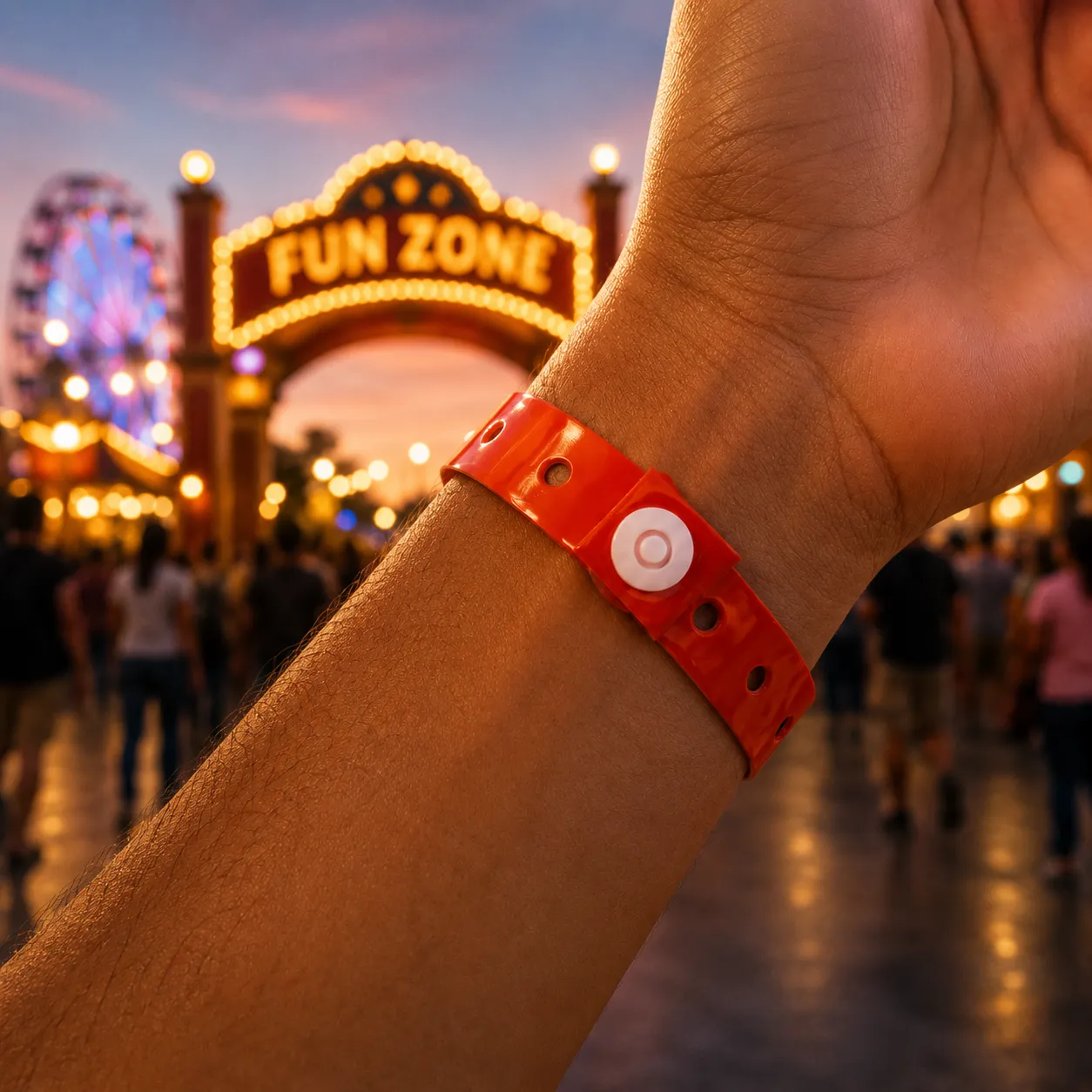Fluorescerende PVC wegwerpbands | Aangepaste logo- en patroonafdruk, waterdichte draagbare evenementidentificatiearmbanden