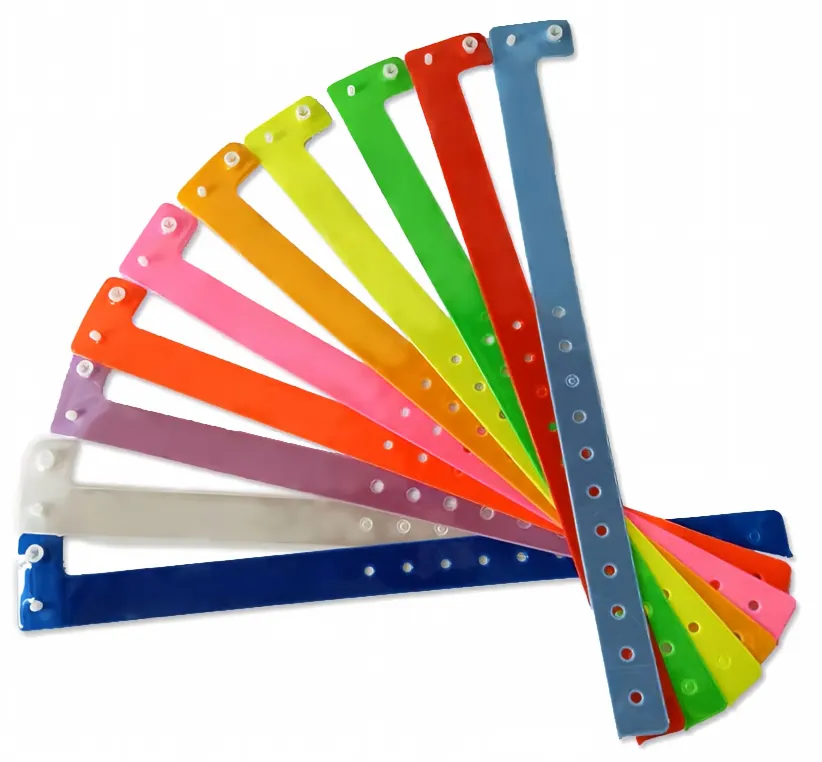 Fluorescerende PVC wegwerpbands | Aangepaste logo- en patroonafdruk, waterdichte draagbare evenementidentificatiearmbanden