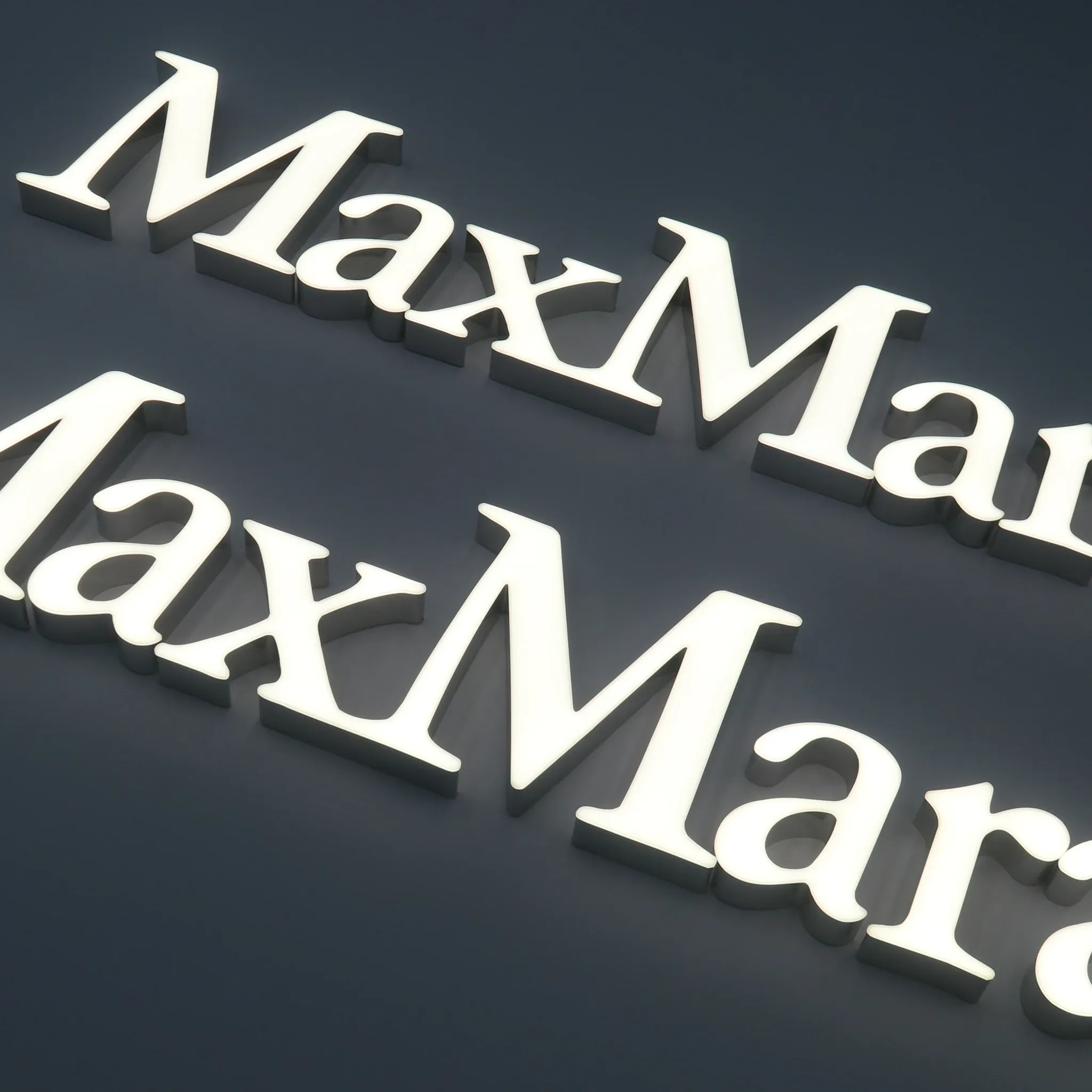 Lettres en canal à éclairage frontal