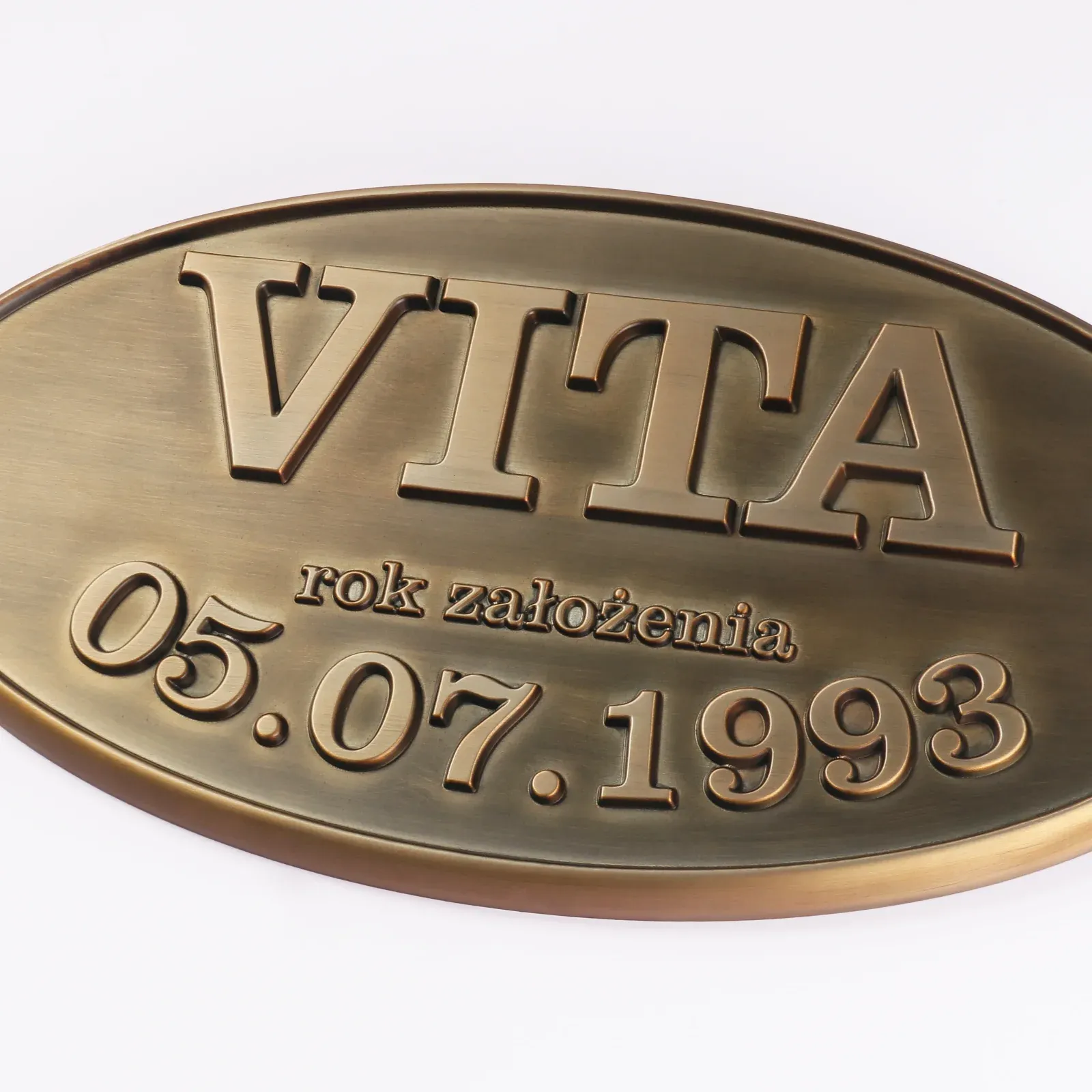Custom Embossed Aluminium Plaque | Antik Bronz Arkitektonisk Skilt