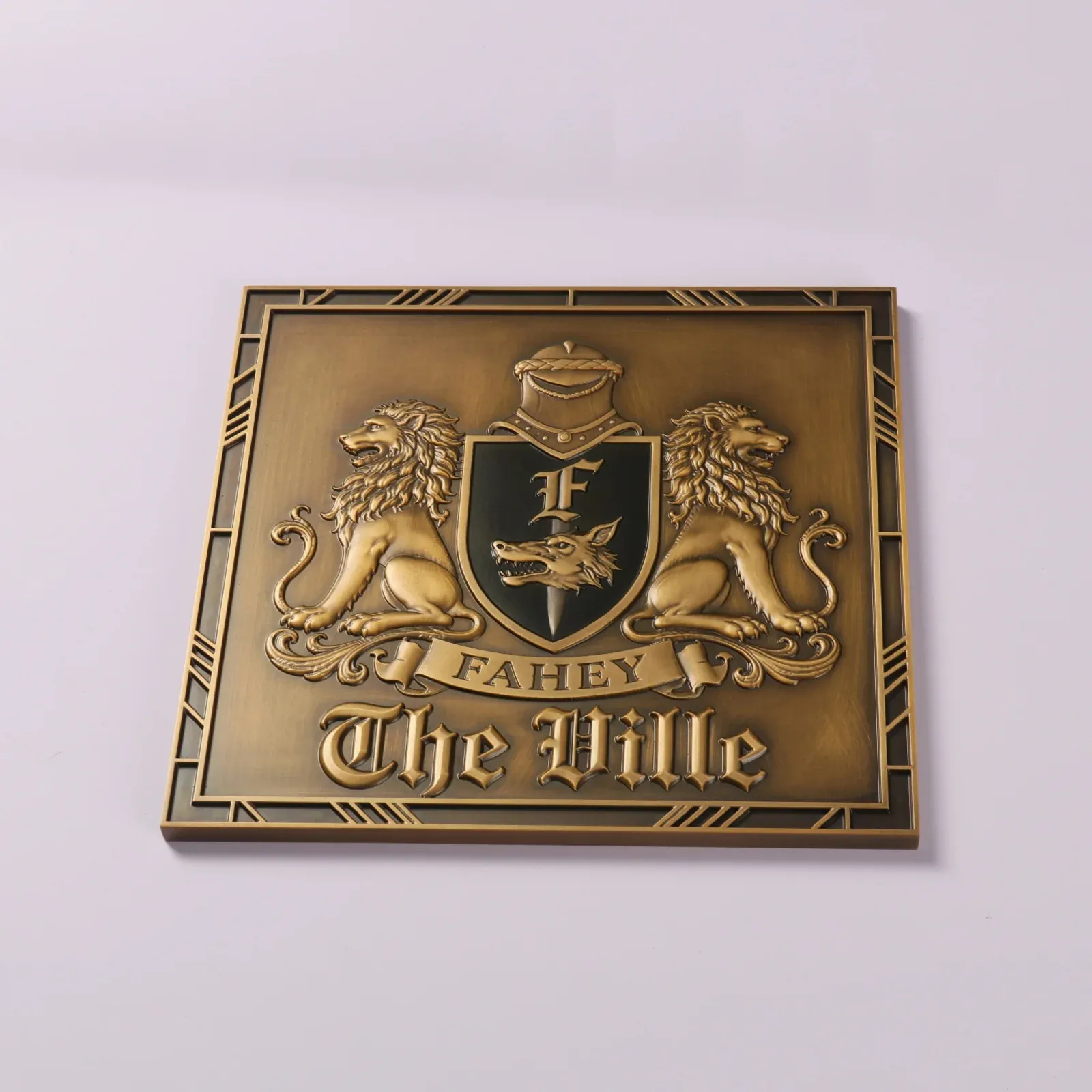 Custom Solid Brass CNC Engraved Relief Plaque — Antique Oxidized Brass Wall Sign
