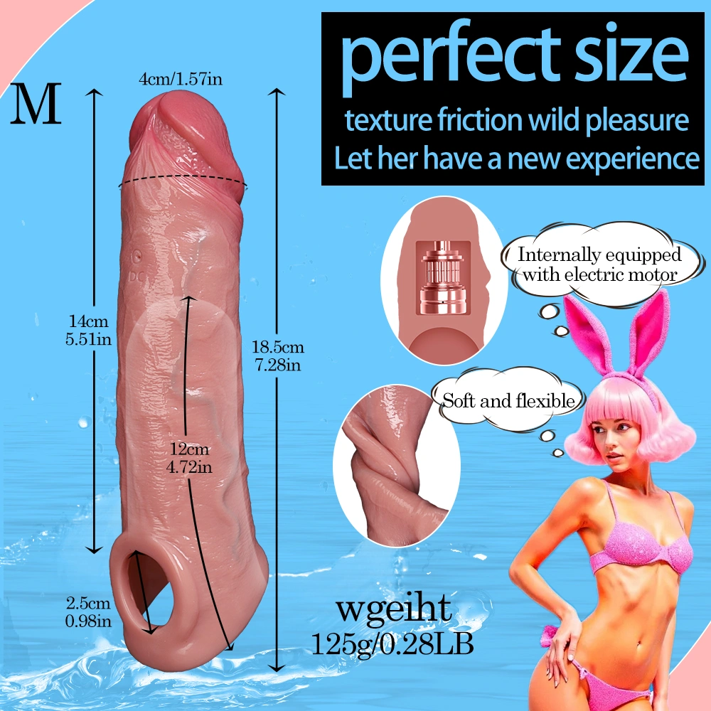 Electric Penile Sleeve with Remote Control and 9 Vibration Modes