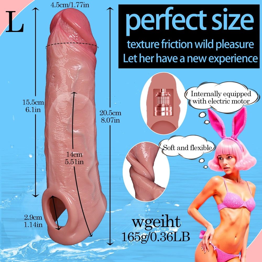 Electric Penile Sleeve with Remote Control and 9 Vibration Modes