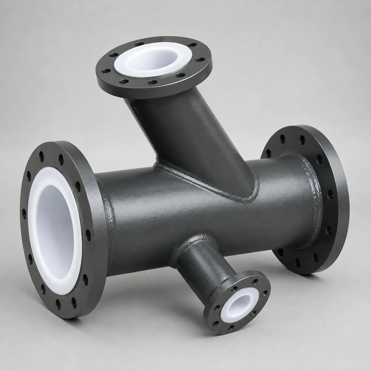 Custom PTFE Lined Pipe Fittings | Corrosion-Resistant Flanged Tees
