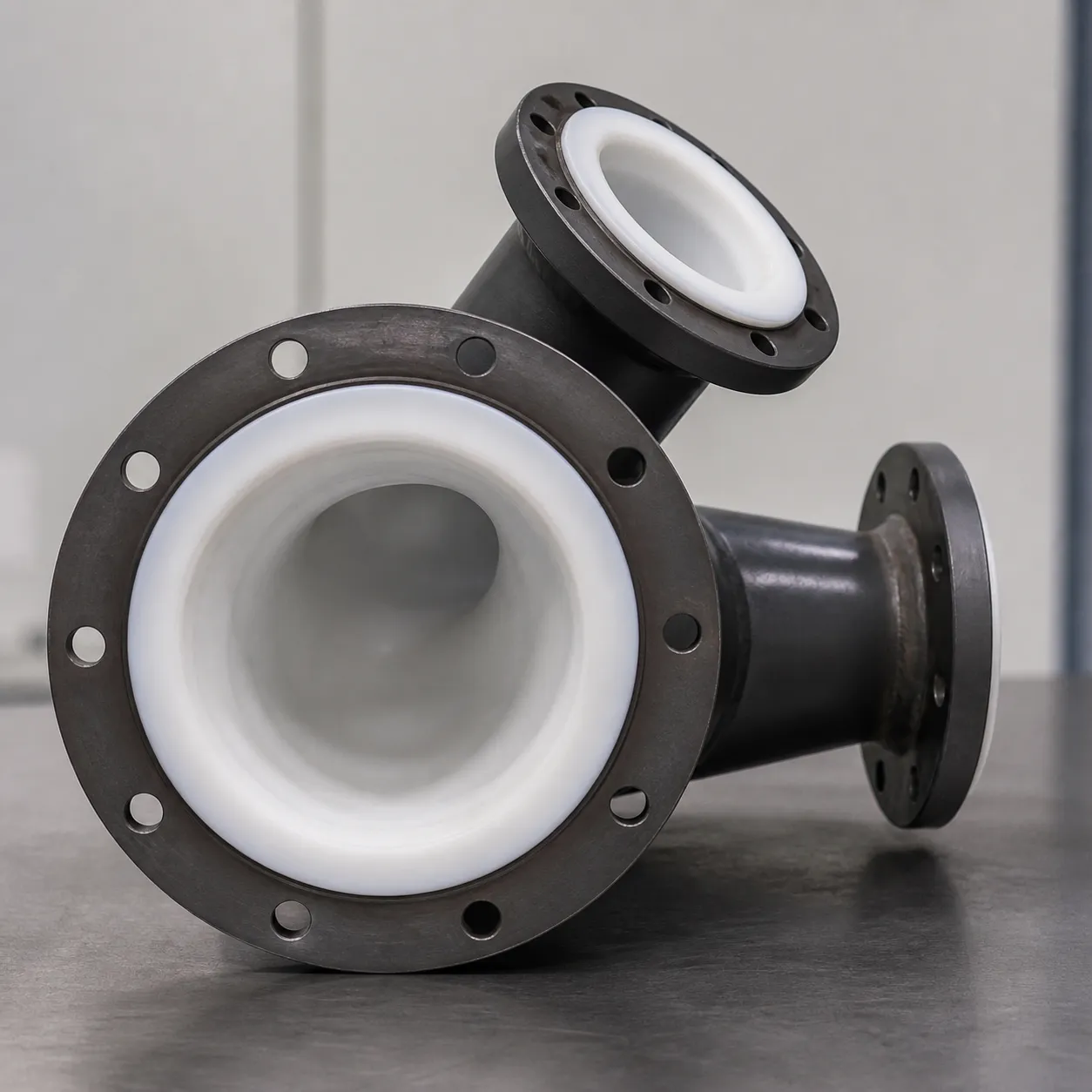 Custom PTFE Lined Pipe Fittings | Corrosion-Resistant Flanged Tees