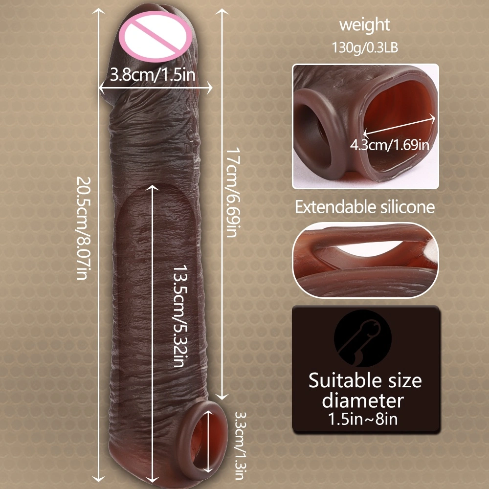 Uitgebreide en versterkte kristalgranulaat vibrerende silicone wasbare condoom Mannen herbruikbare condoom LM-CT614-2