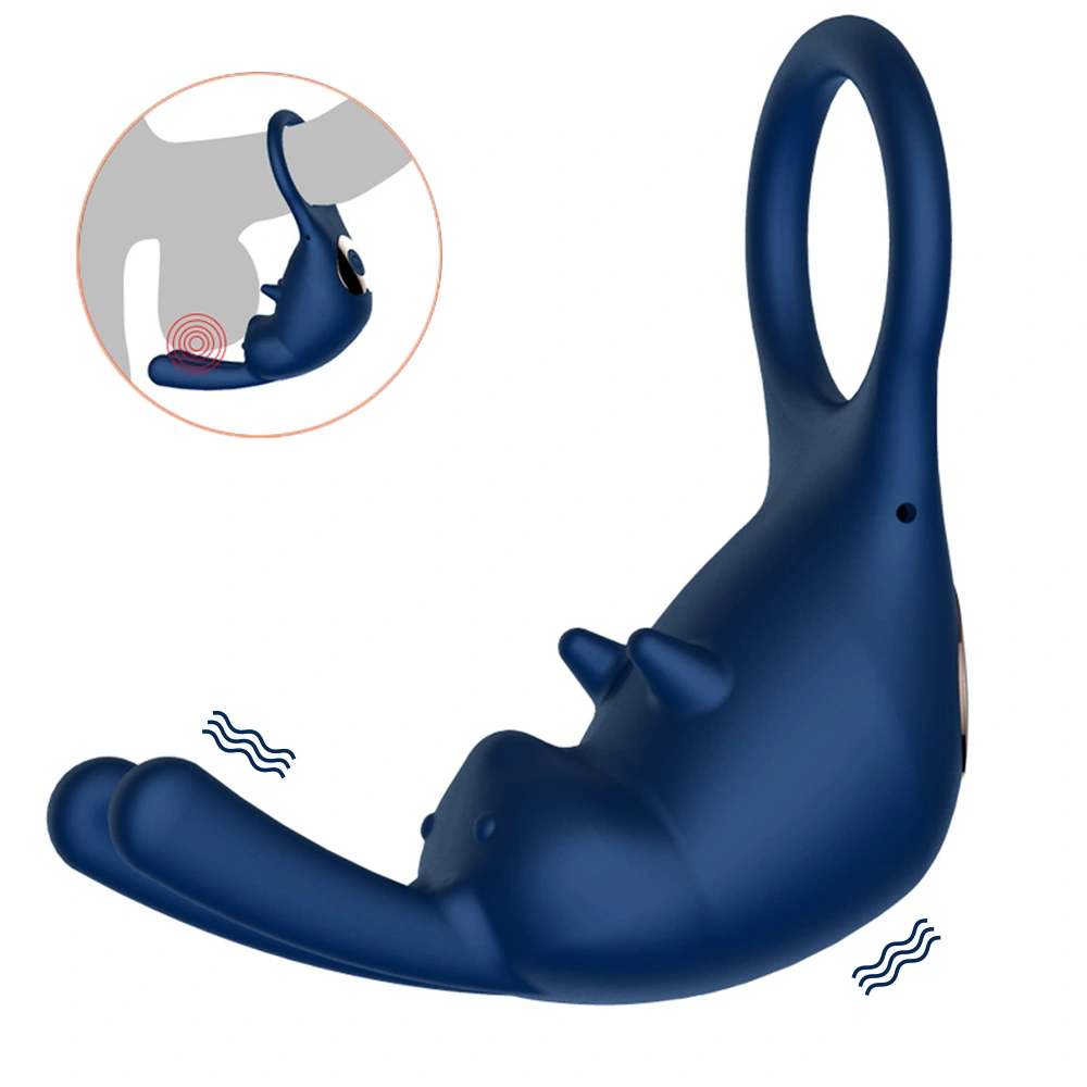 Verkoopsuccesvolle mannelijke siliconen waterdichte trillende vertragende ejaculatiecontrole volwassen vibrator spermlock ring HXR-XTD078-C-2