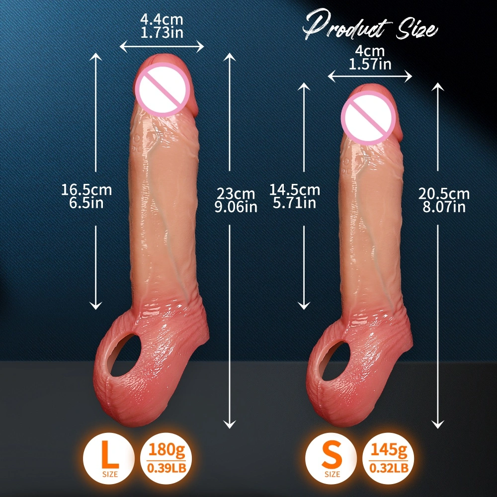 Silicone peniskous Vibrerende realistische mannelijke peniskous Herbruikbare condoom Vertragingsversterkende kous Seksuele producten- LM-CT853