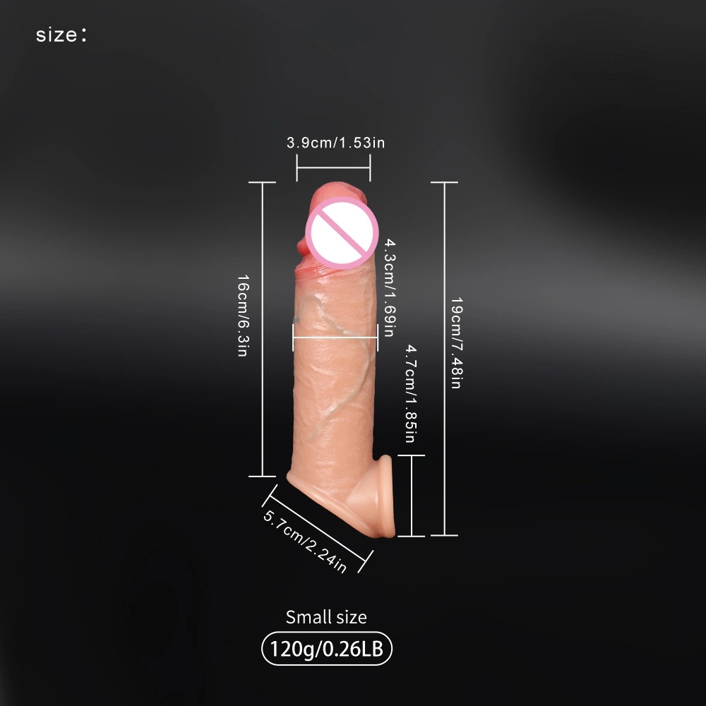 Flexiskin siliconen penis sleeve met huidachtige textuur, verhoogt de omtrek en biedt diepere stimulatie, volwassen speelgoed. LM-D820