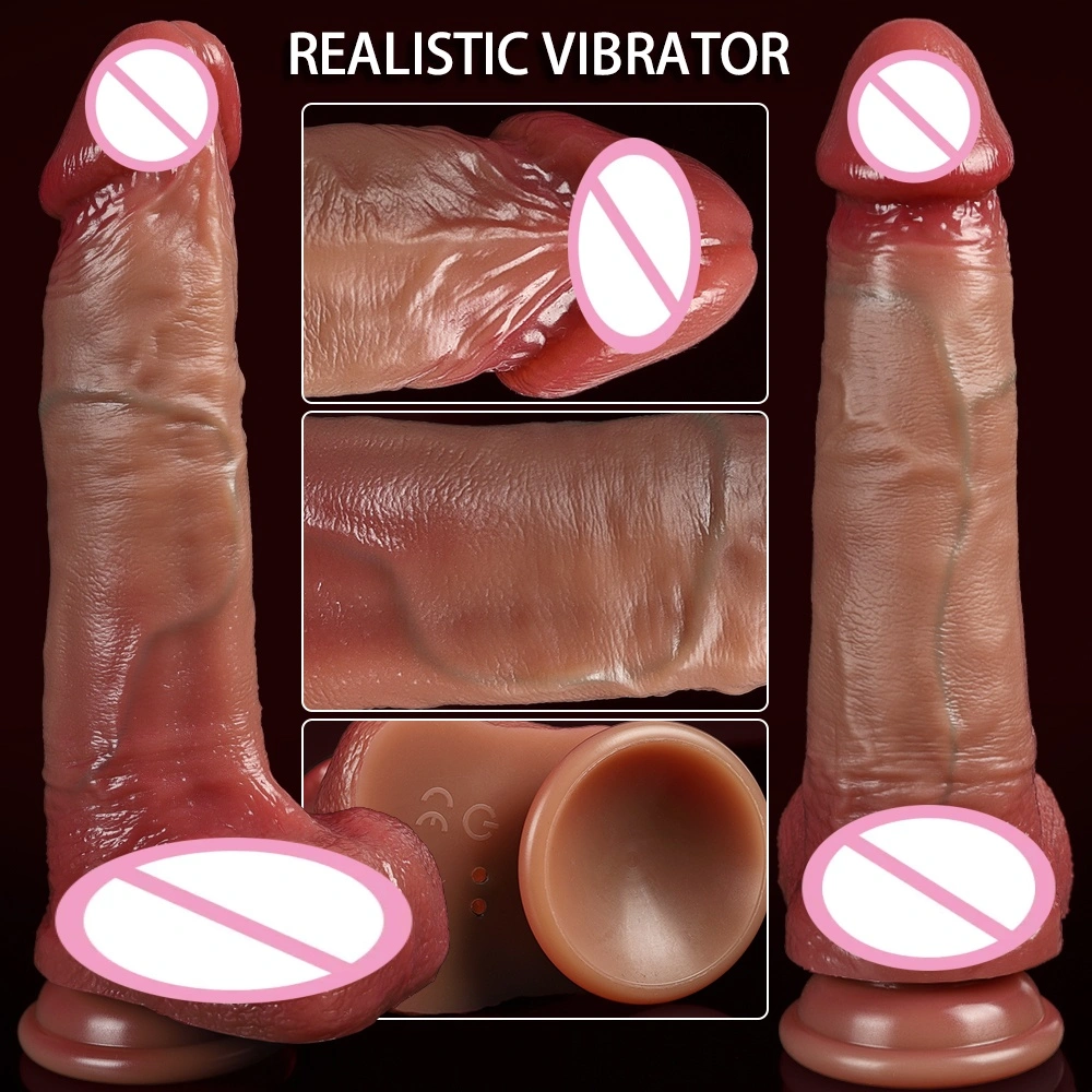 Realistische simulatiesiliconpenis dildo zacht 8 inch waterdicht heen en weer bewegend hoofd vibrator merk-LM-A318-2