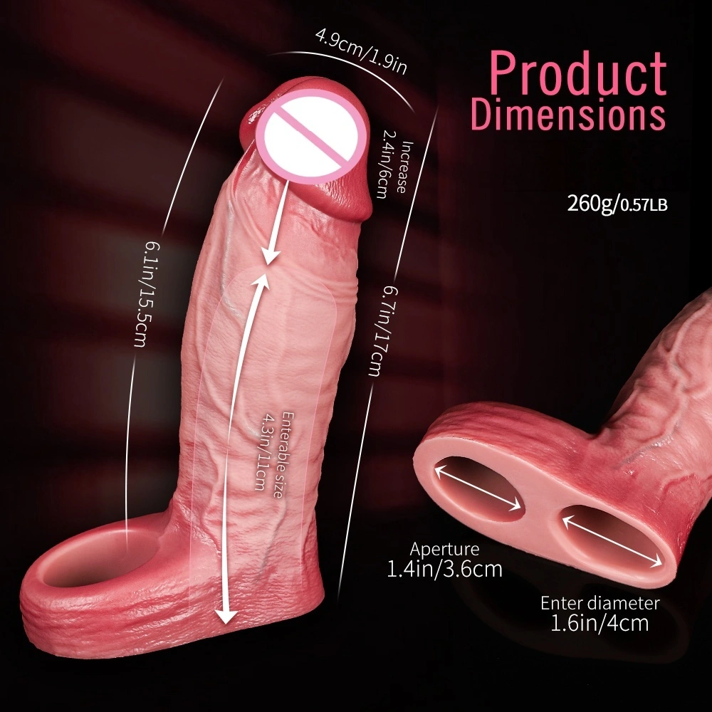 Liefdeskoppelingsseksuele producten penisverlengingshoes imitatieleer silica-gum rubber draagbare bandstijl realistische silica-gumnep-penis - LM-CT615