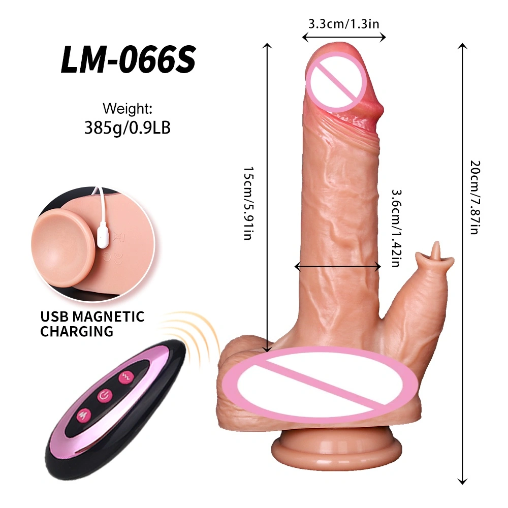 Silikoniin toteutettu todellinen suurikokoinen dildovibraattori, todellinen ja pehmeä, 100% vesitiivis, imutyksellä varustettu ärsyttävä laite, naisille LM-A066-4