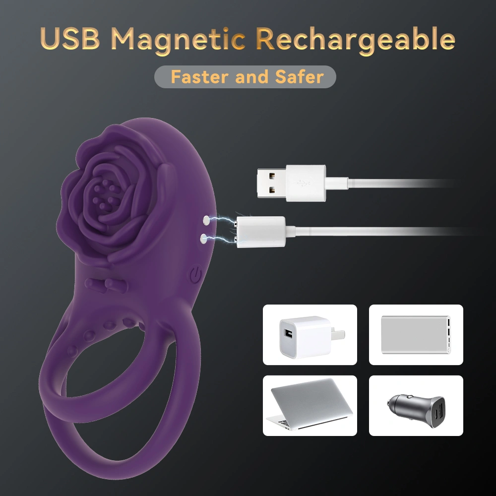 Paarsrode rozen mannelijke silica waterproof vibrerende vertragende ejaculatiecontrole volwassen vibrator spermavergrendeling ring HXR-XTD079-C-3