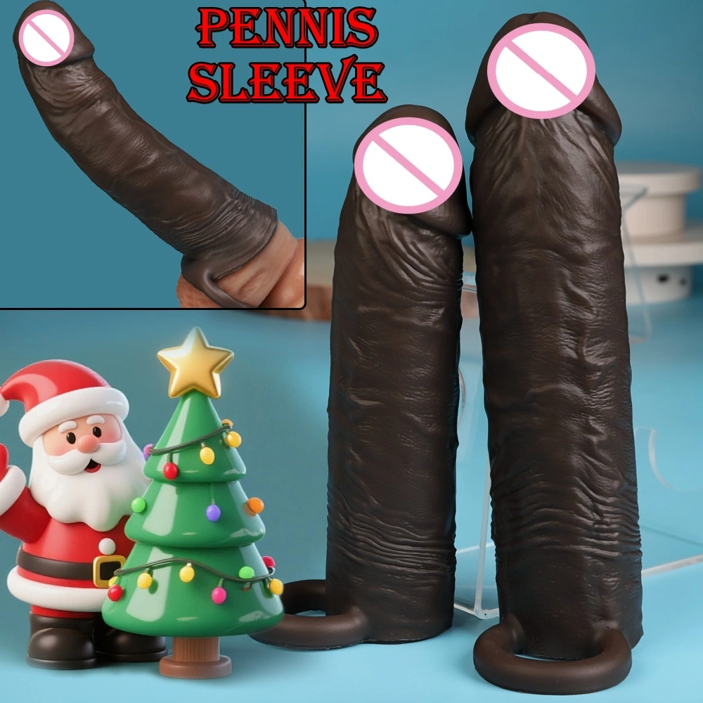 Liefdeskoppelingsseksuele producten penis verlengingshoes imitatieleer siliciumrubber draagbare bandvormige realistische siliciumnepenis - LM-D807