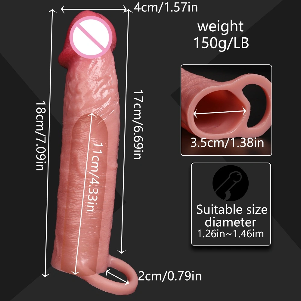 Groot peniscap Grote penislengtecap Verlengde ejaculatie Verlengde penis Herbruikbare vergrotingsapparaat Silicone condoom Mannelijk sexspeelgoed- LM-CT610-5