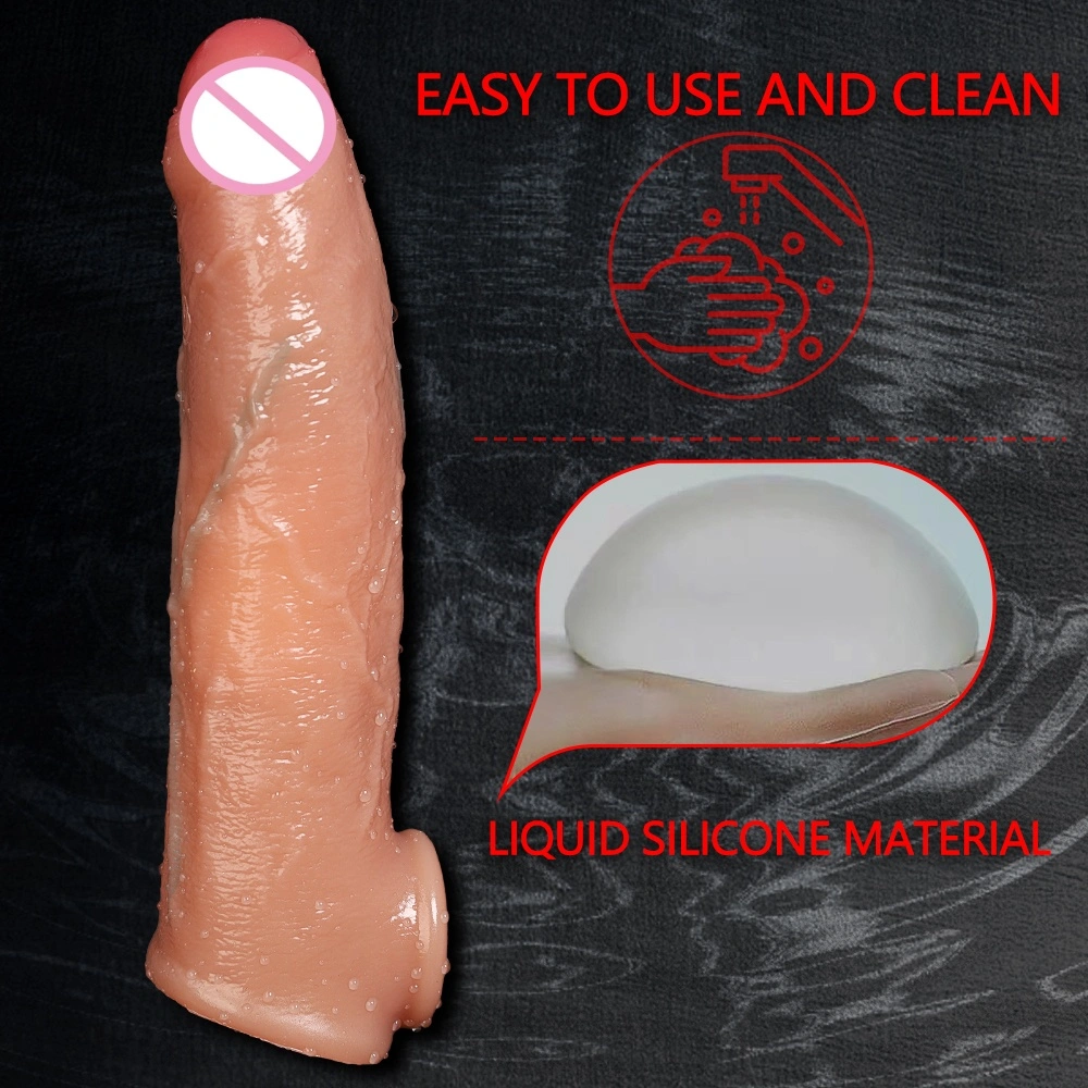 Manlijke peniscondoom Manlijke vloeibare siliciumrubbercondoom Manlijke holle condoom Geslachtsproducten voor koppels LM-CT609-1
