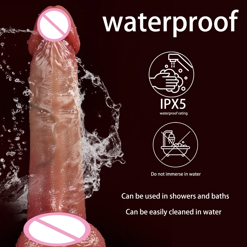 Realistische simulatiesiliconpenis dildo zacht 8 inch waterdicht heen en weer bewegend hoofd vibrator merk-LM-A318-2