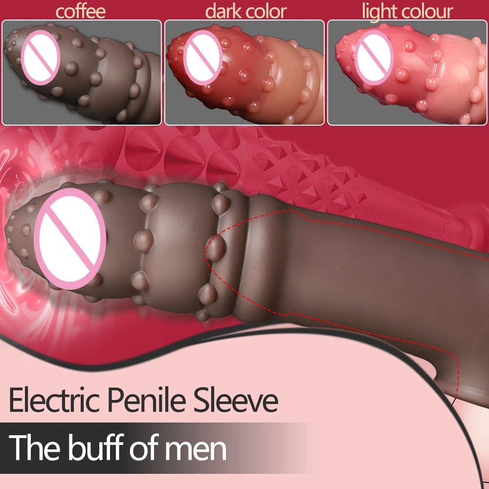 Penis sleeve verlenger condoom sexspeelgoed vloeibare siliconen holle ringvormige dildo vibrerende penis sleeve verlenger voor mannen LM-CT606-7