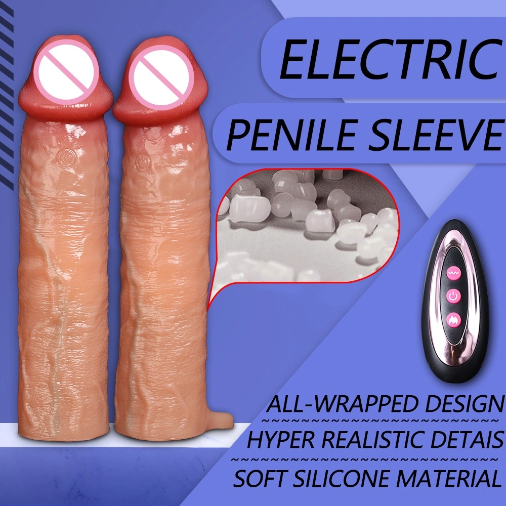 Silicone afstandsbediening vibrerende vertragende dildo verlenger condoom seksspeelgoed penis draagbare condoom unisex-CT610-2