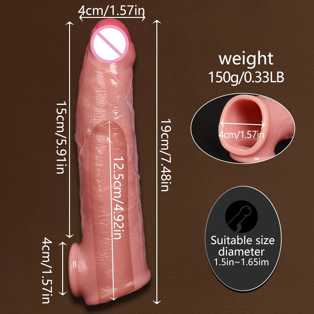 Verkoop-Hit Realistische Silicone Penisverlengingsoverlays met Vertraagde Ejakulatie Herbruikbare Condom Mannen Seks Speelgoed Penisoverlays-LM-CT609-5