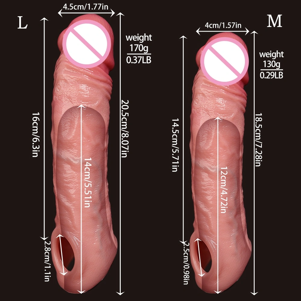 Grote hoeveelheden herbruikbare elastische condoms voor mannen, zachte siliconen penisverlengingshoes, mannelijke seksspeelgoed penisverlenger - LM-CT860