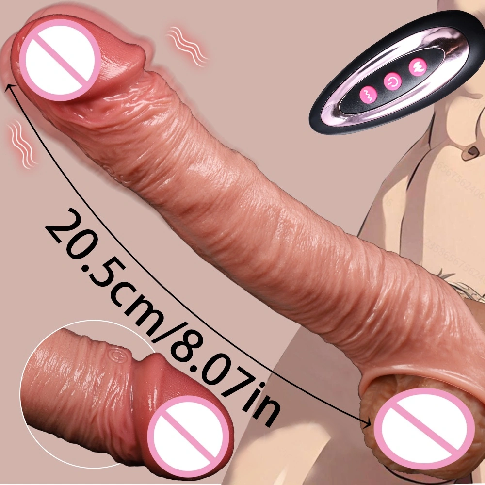 Volwassen speelgoed Vrouwenmassage verwarmende telescopische schommelende vibrerende silicaat enorme realistische vibrator dildo voor vrouwen-LM-CT614-3