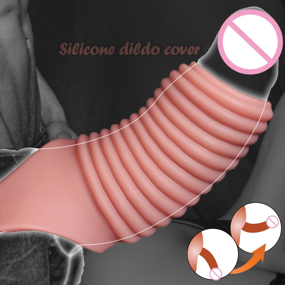 Zachte silica gel penis cover, paardenvormige dildo cover, erotische lange penis cover, penis verlenger, erotische producten voor mannen LM-D826