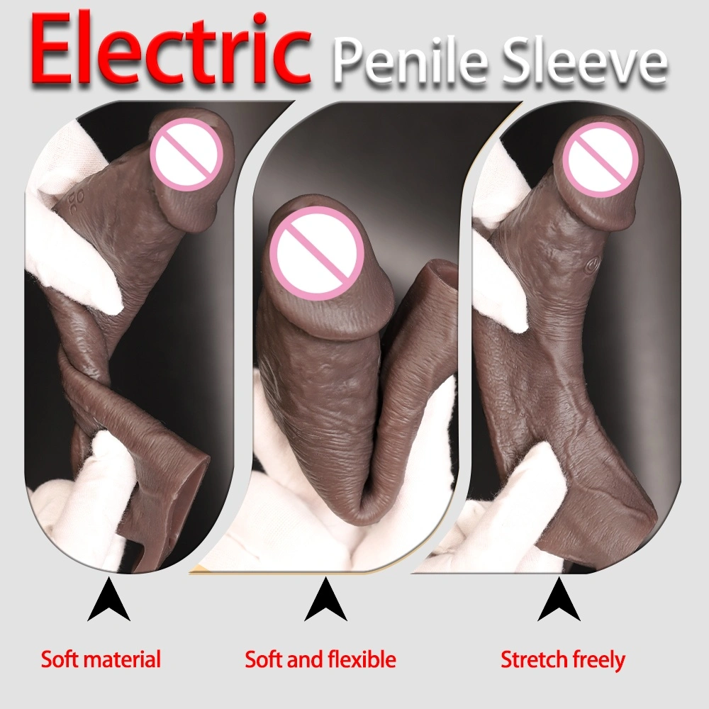 Groot penis sleeve, grote penis verlengsleeve, vertraagde ejaculatie verlengde penis herbruikbare vergrotingsapparaat, siliconen condoom, mannelijk seksspel, LM-CT610-4