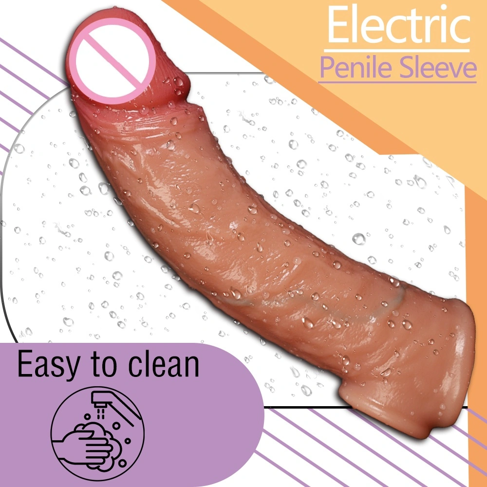 Realistische tactiele gevoelens echte siliconen mannelijke penis cover verlenger penis vergrotter extra dildo cover mannelijke condoom-LM-CT607-2