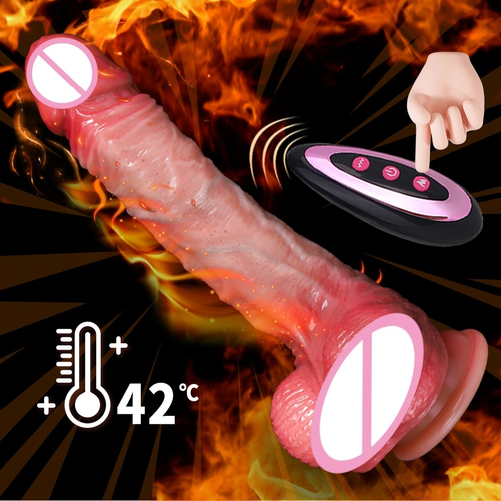 Draadloos afstandsbediening verwarmende uitrekbare realistische trillende vibrator schommelende vrouwelijke volwassen speelgoed vibrator LM-A201-1