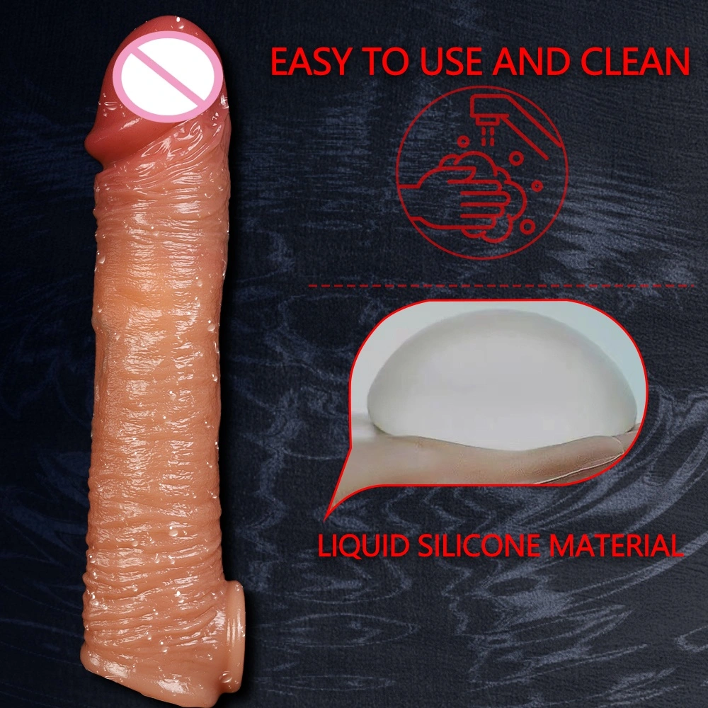 Penisvergroting condoom beschermhoes peniskop vergrotingsverlenger versterker mannelijke silica condoom sexspeelgoed LM-CT614-1
