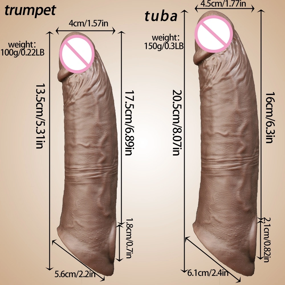 Silicone leer condoom Mannelijke penis masturbator Silicone套 dildo LM-D802