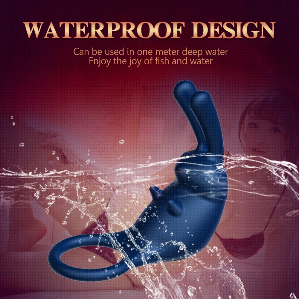 Verkoopsuccesvolle mannelijke siliconen waterdichte trillende vertragende ejaculatiecontrole volwassen vibrator spermlock ring HXR-XTD078-C-2