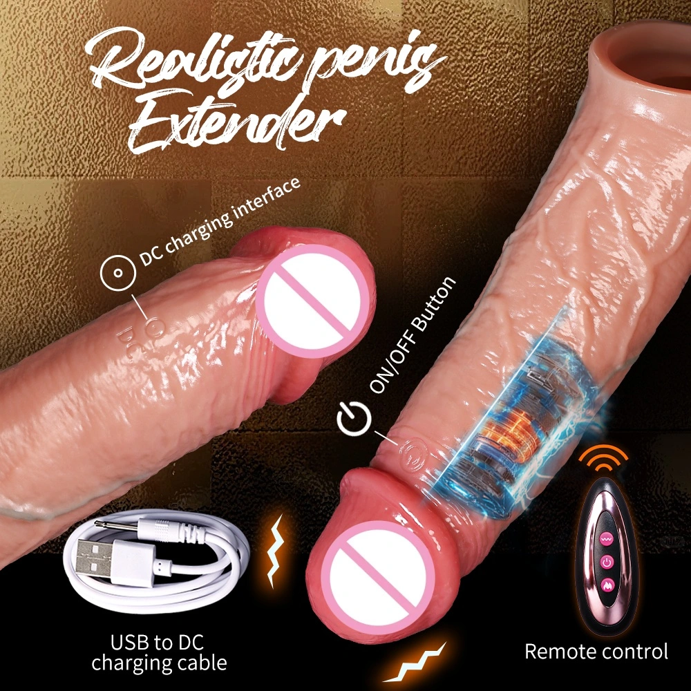 Realistische penisverlengingshoes Herbruikbare siliconen penisvergroter Manuele vertragingscondoom Dildo versterker Seksspel - LM-CT856