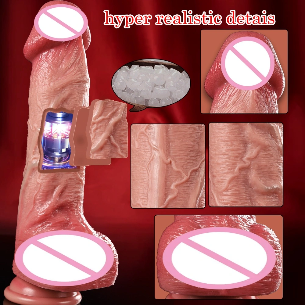 Realistische vibrerende dildo met uitrek- en vibratiemogelijkheden, wiebelende en verwarmende stimulatie, sterke zuignap, grote dildo voor vrouwen LM-A312-5