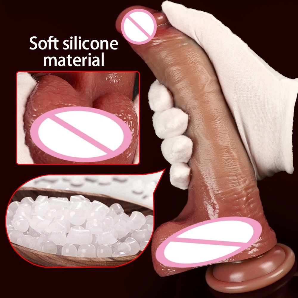 Realistische simulatiesiliconpenis dildo zacht 8 inch waterdicht heen en weer bewegend hoofd vibrator merk-LM-A318-2