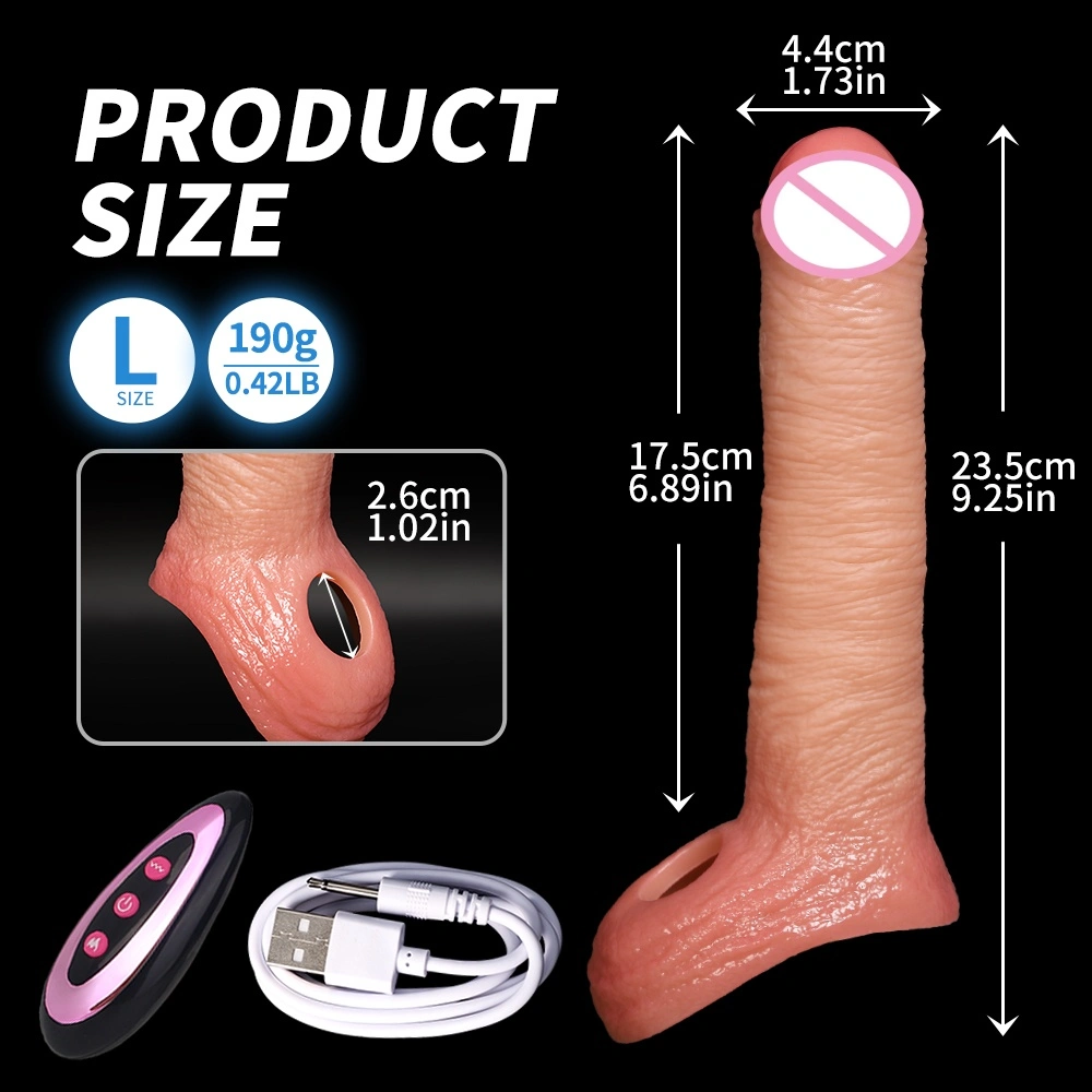 Afstandsbedienbare lange penis, gigantische realistische telescopische dildo vibrator met verwarmingsfunctie voor vrouwen - LM-CT812