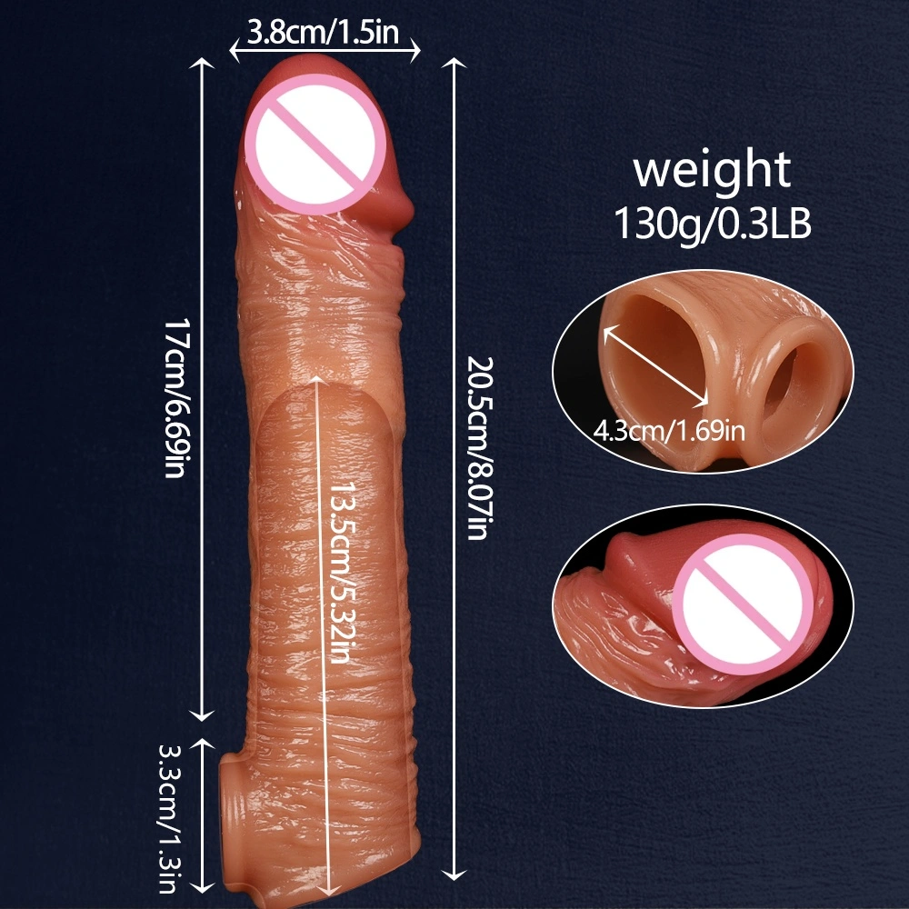 Penisvergroting condoom beschermhoes peniskop vergrotingsverlenger versterker mannelijke silica condoom sexspeelgoed LM-CT614-1