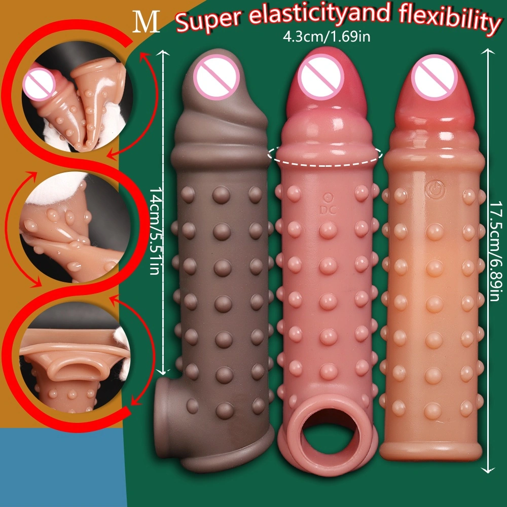 Mannelijke siliconen peniscover verlengd en verdikt hol vertragende nabootsende peniscover draagbare dildo seksueel speelgoed LM-CT605-7
