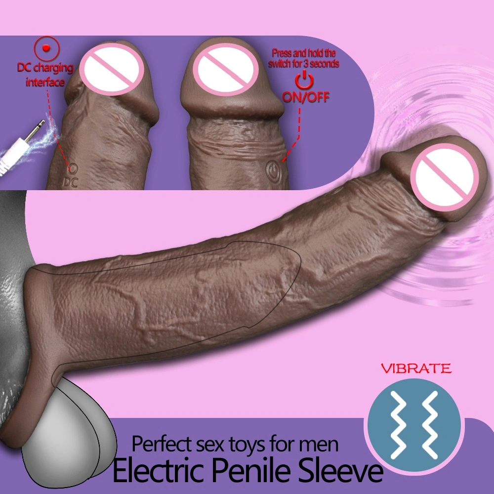 Silicone penis sleeve voor mannen, kan dikker en groter maken, te gebruiken tijdens geslachtsgemeenschap, 100% waterdicht, zacht, met holle opening, echte huidtextuur, LM-CT608-4