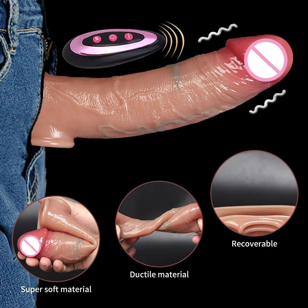 Afstandsbedienbare lange penise enorme realistische telescopische vibrator met verwarmingsfunctie voor vrouwen - LM-CT836